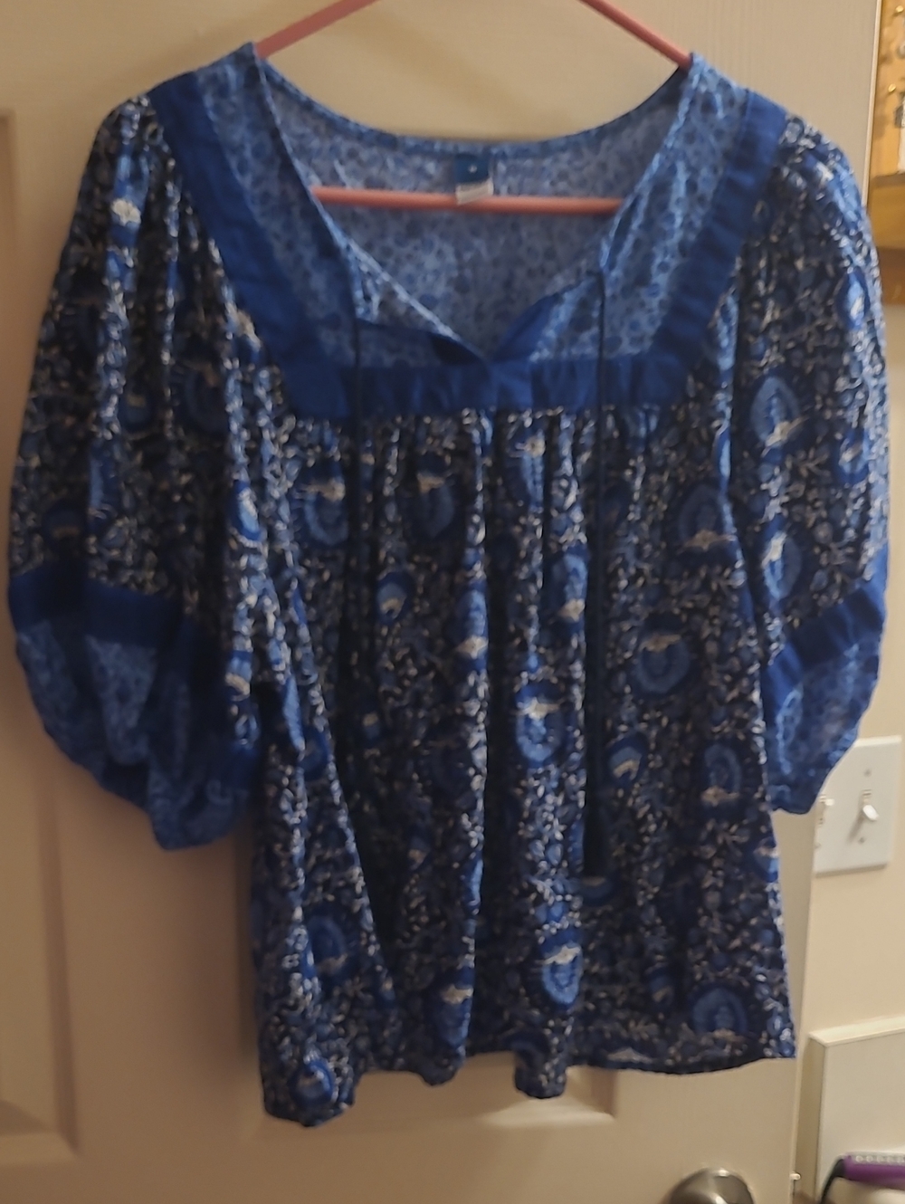 Old Navy Blue Floral Tunic Blouse